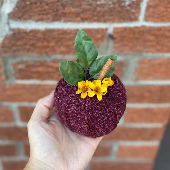 Fall Decor - Handmade Crochet Burgundy Pumpkins -
Set of 3 Small - Picture 5 of 6